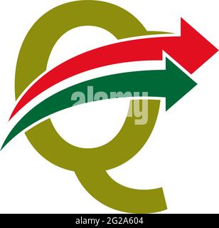 Doppelpfeil vor Buchstabe Q Symbol Logo Design Vorlage Illustration Vektor Stock Vektor