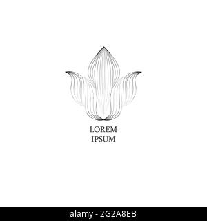 Florale Logo-Designvorlagen im Outline-Stil. Abstraktes Blumensymbol für Monogramme und Embleme. Blumenschild. Blume gezeichnet Symbol. Stock Vektor