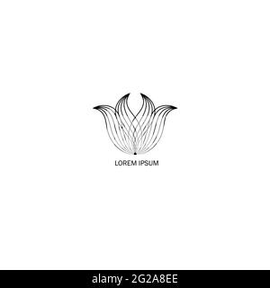 Florale Logo-Designvorlagen im Outline-Stil. Abstraktes Blumensymbol für Monogramme und Embleme. Blumenschild. Blume gezeichnet Symbol. Stock Vektor