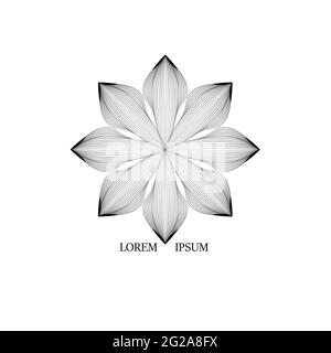 Florale Logo-Designvorlagen im Outline-Stil. Abstraktes Blumensymbol für Monogramme und Embleme. Blumenschild. Blume gezeichnet Symbol. Stock Vektor