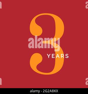 Symbol für drei Jahre. Wappen zum dritten Geburtstag. Jubiläumsschild, Nummer 3 Logo-Konzept, Vintage Poster Vorlage, Vektor-Illustration Stock Vektor