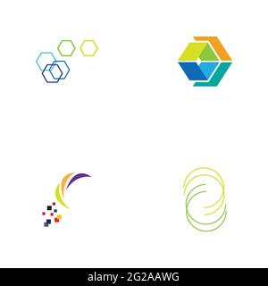 Digital Finance Technology Logo Set Illustration Design Vorlage Stock Vektor