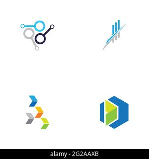 Digital Finance Technology Logo Set Illustration Design Vorlage Stock Vektor