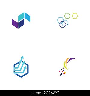 Digital Finance Technology Logo Set Illustration Design Vorlage Stock Vektor