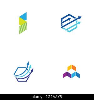 Digital Finance Technology Logo Set Illustration Design Vorlage Stock Vektor