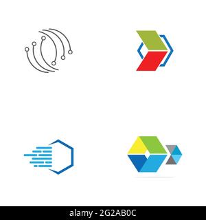 Digital Finance Technology Logo Set Illustration Design Vorlage Stock Vektor