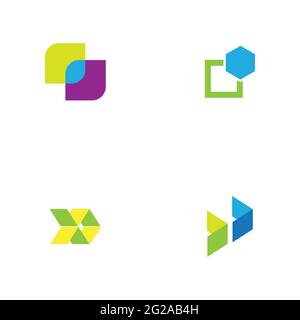 Digital Finance Technology Logo Set Illustration Design Vorlage Stock Vektor