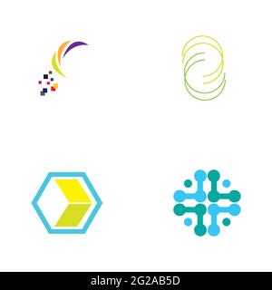 Digital Finance Technology Logo Set Illustration Design Vorlage Stock Vektor