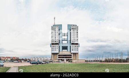 Haus der Sowjets in Königsberg, ein verlassenes Gebäude im architektonischen Stil der sowjetischen Moderne Stockfoto