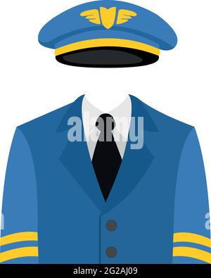 Vektordarstellung von Uniform und Hut eines Flugzeugpiloten Stock Vektor