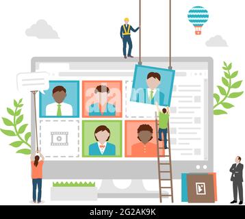 Videokonferenz (Online-Fernunterricht) Konzeptvektordarstellung Stock Vektor