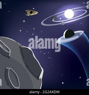 Raumschiffe, die durch die Galaxie treiben Stock Vektor