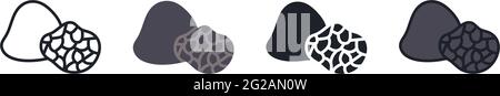 Symbol für schwarzen Trüffel. Lineare flache Farbsymbole Kontur Form Umriss. Dünne Linie. Schwarze Vektorsilhouette. Symbol „Füllstoff“. Modernes Glyphen-Design Stock Vektor