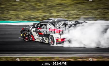 Oschersleben, Deutschland, 30. August 2019: Nicolas Maunoir fahren der Nissan Silvia S15 während der Drift Kings International Serie auf der Motorsport Arena. Stockfoto