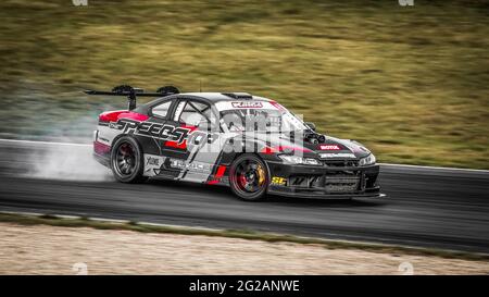 Oschersleben, 30. August 2019: Nicolas Maunoir fährt den Nissan Silvia S15 während des Drift Kings Europe Round 6 Deutschland in Oschersleben Stockfoto