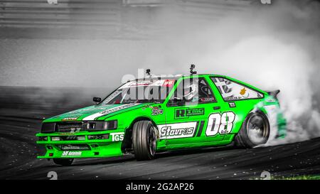 Oschersleben, 31. August 2019: Stavros Grillis fährt den Toyota Corolla AE86 während der Drift Kings International Series Stockfoto