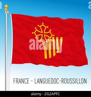 Languedoc - Roussillon regionale Flagge, Frankreich, Europäische Union, Vektorgrafik Stock Vektor