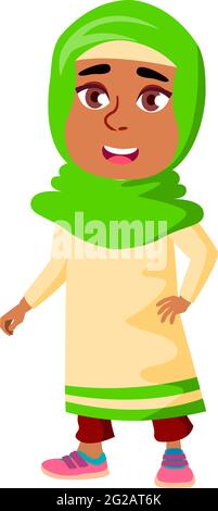 Happy arab Mädchen Kind auf fair Cartoon Vektor Stock Vektor