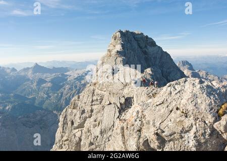 Blick auf die Mittelspitze von Watzmann Stockfoto