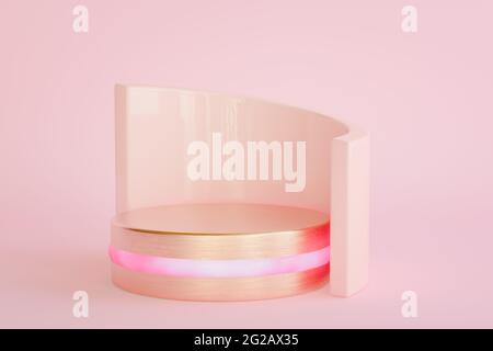 Neon-Produkt-Podest-Mockup, 3D-Rendering Stockfoto