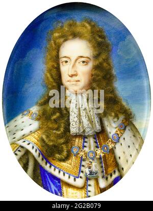 Wilhelm III. (1650-1702) Prinz von Oranien und König von England (1689-1702), Porträtminiatur von Benjamin Arlaud, 1689-1719 Stockfoto