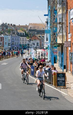 Busy Bank holiday in Weymouth Stockfoto