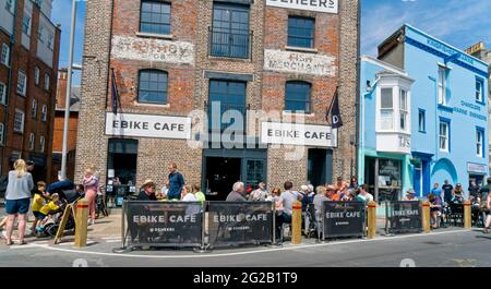 Busy Bank holiday in Weymouth Stockfoto