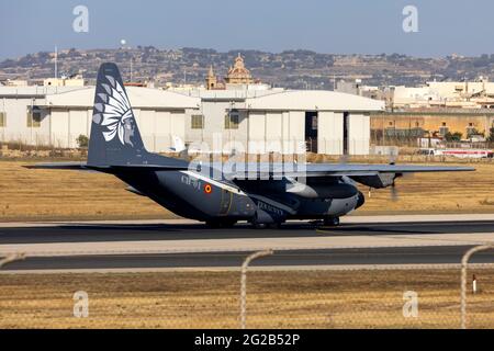 Die belgische Luftwaffe Lockheed C-130H Hercules (REG: CH-01) wurde vor kurzem in einer speziellen Farbgebung für 50 Jahre im Einsatz gestrichen. Stockfoto