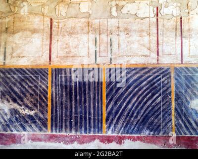 Fresko verzierte Wand - Oplontis bekannt als Villa Poppaea in Torre Annunziata - Neapel, Italien Stockfoto