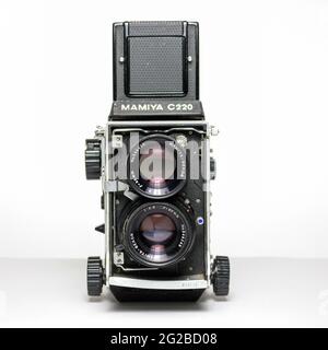 Mamiya c220 Spiegelreflexkamera im Mittelformat. Stockfoto