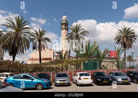 Die große Moschee von Jenin, auch als Fatima Khatun Moschee bekannt, ist eine historische Moschee in Jenin im nördlichen Westjordanland, Palästina. Stockfoto