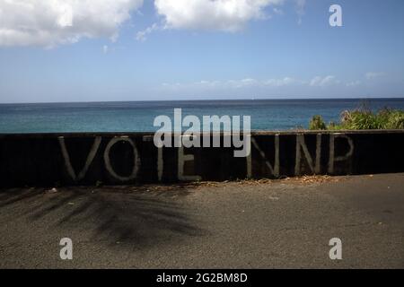 Grenada politisches Zeichen in der Nähe von Gouyave NNP Neue Nationalpartei Stockfoto