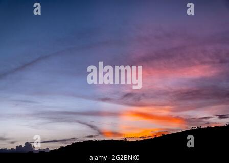 Sonnenuntergang in Guatemala, schadstofffreier Himmel. Stockfoto