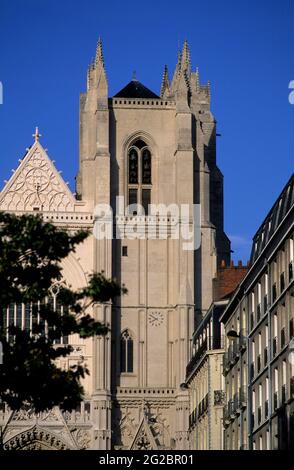 FRANKREICH. LOIRE-ATLANTIQUE (44) STADT NANTES. KATHEDRALE SAINT-PIERRE-SAINT-PAUL (GOTISCHE KUNST). FASSADE Stockfoto