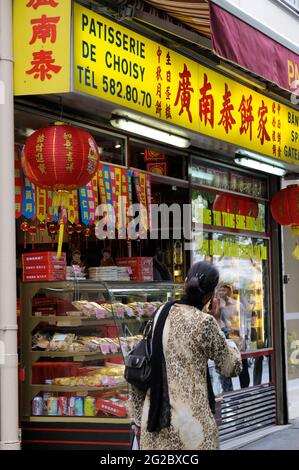 FRANKREICH. PARIS (75) 13E ARR. CHINATOWN. PATISSERIE OF CHOISY (AVENUE DE CHOISY) Stockfoto