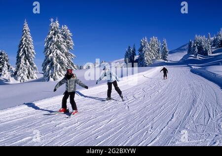 FRANKREICH, SAVOIE (73) BEAUFORTAIN, SKIGEBIET ESPACE DIAMANT, SKIGEBIET LES SAISIES Stockfoto