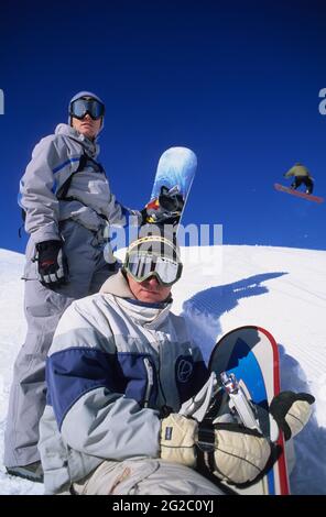 FRANKREICH, HAUTE-SAVOIE (74) SKIGEBIET LES GETS, SKIGEBIET LES PORTES DU SOLEIL, SKIGEBIET SNOW PARK OF MONT CHERY Stockfoto