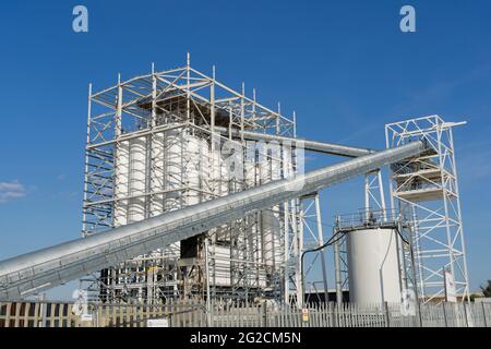 Hanson Ready-Mischbetonwerk an der Themse in North Greenwich London, England Großbritannien Stockfoto