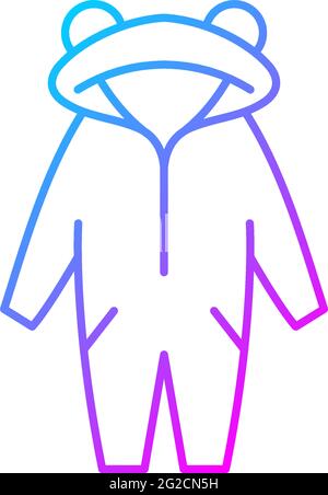 Symbol für linearen Vektor des Kigurumi-Gradienten. Witziger Jumpsuit für Kinder. Halloween Tiger Kostüm für Kinder. Farbsymbole mit dünnen Linien. Modernes Piktogramm. Stock Vektor