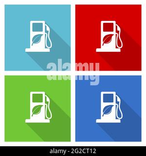 Biokraftstoff-Icon-Set, flache Design-Vektor-Illustration in eps 10 für webdesign und mobile Anwendungen in vier Farboptionen Stock Vektor