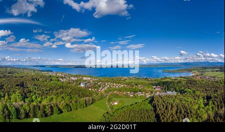 Blick auf den Starnberger See in der Nähe von Tutzing, Oberbayern, Bayern, Deutschland, Europa Stockfoto