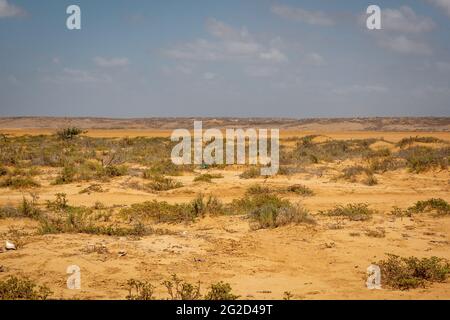 Bahia Honda, eine Wüste in der Nähe einer Bucht in La Guajira, Kolumbien, am Atlantischen Ozean Stockfoto