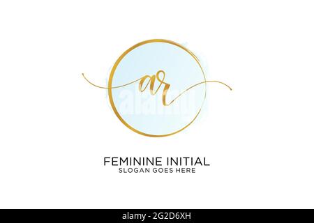 AR Handschrift Logo mit Kreis Vorlage Vektor Signatur, Hochzeit, Mode, Blumen und botanische mit kreativen Vorlage. Stock Vektor