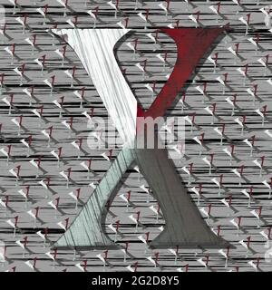 Grafik mit dem keltisch geformten Großbuchstaben X als Monogramm Stockfoto