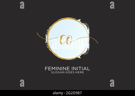 CO Handschrift Logo mit Kreis Vorlage Vektor Signatur, Hochzeit, Mode, Blumen und botanische mit kreativen Vorlage. Stock Vektor