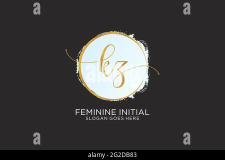 KZ Handschrift Logo mit Kreis Vorlage Vektor Signatur, Hochzeit, Mode, Blumen und botanische mit kreativen Vorlage. Stock Vektor