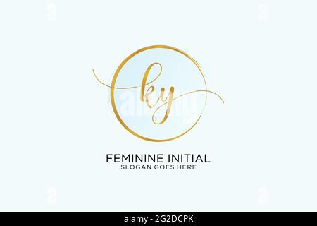 KY Handschrift Logo mit Kreis Vorlage Vektor Signatur, Hochzeit, Mode, Blumen und botanische mit kreativen Vorlage. Stock Vektor