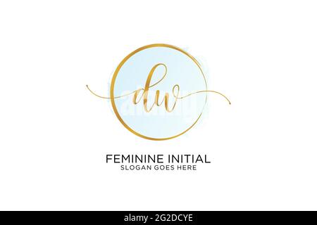 DW Handschrift Logo mit Kreis Vorlage Vektor Signatur, Hochzeit, Mode, Blumen und botanische mit kreativen Vorlage. Stock Vektor