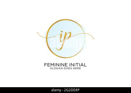 IP-Handschrift-Logo mit Kreis Vorlage Vektor Signatur, Hochzeit, Mode, Blumen und botanische mit kreativen Vorlage. Stock Vektor