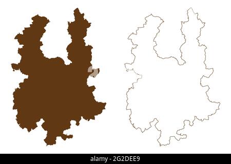 Kreis Greiz (Bundesrepublik Deutschland, Landkreis, Freistaat Thüringen) Kartenvektordarstellung, Scribble-Skizze Greiz-Karte Stock Vektor